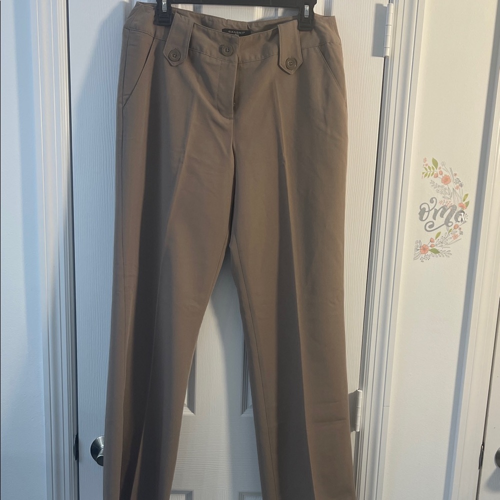 Sandro Beige Button-Front Pants.